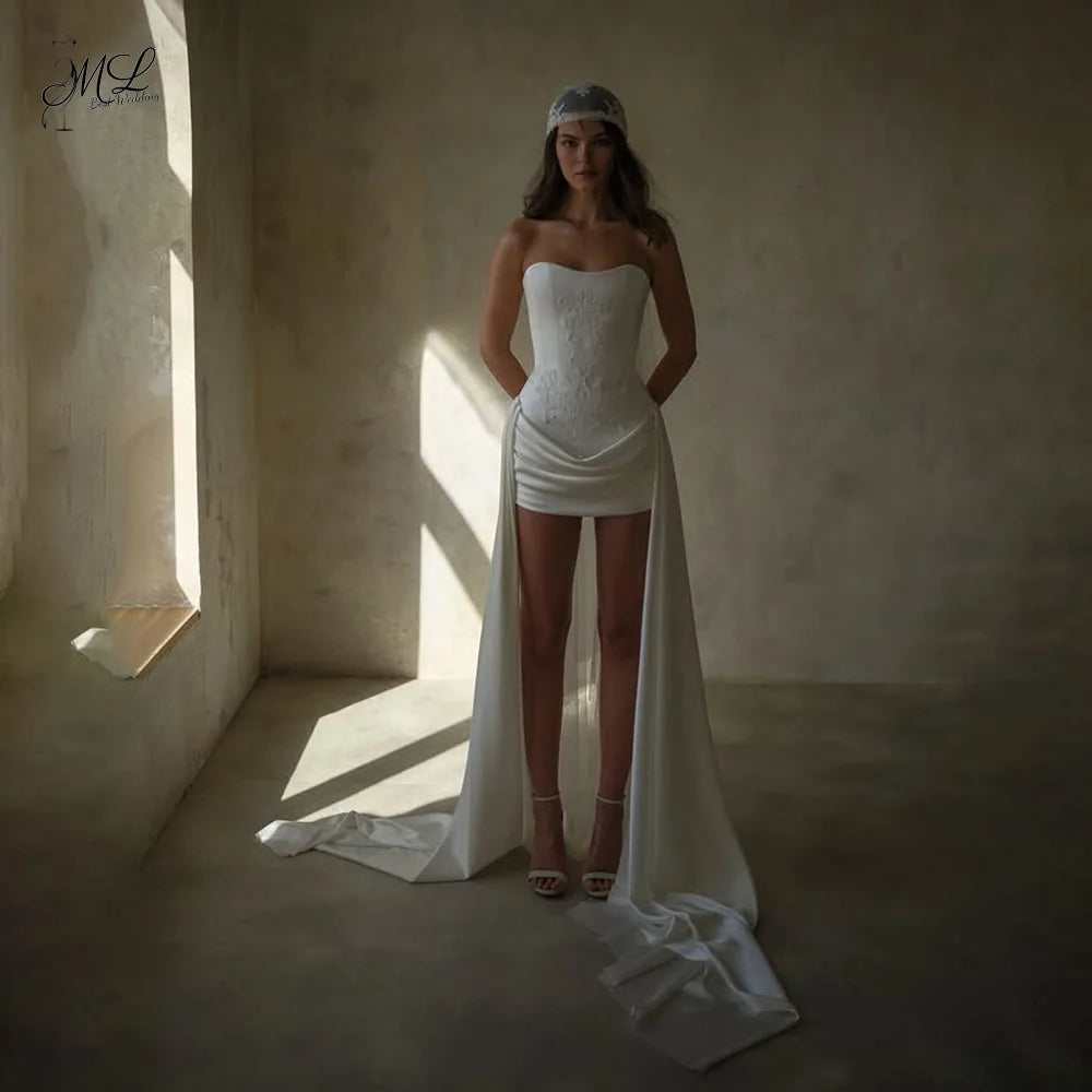 Strapless Embroidered Illusion Bridal Gown Corset Back