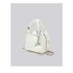 Romantic Litchi Grain Mini Shoulder Bag With Heart Pendant And Delicate Chain Strap