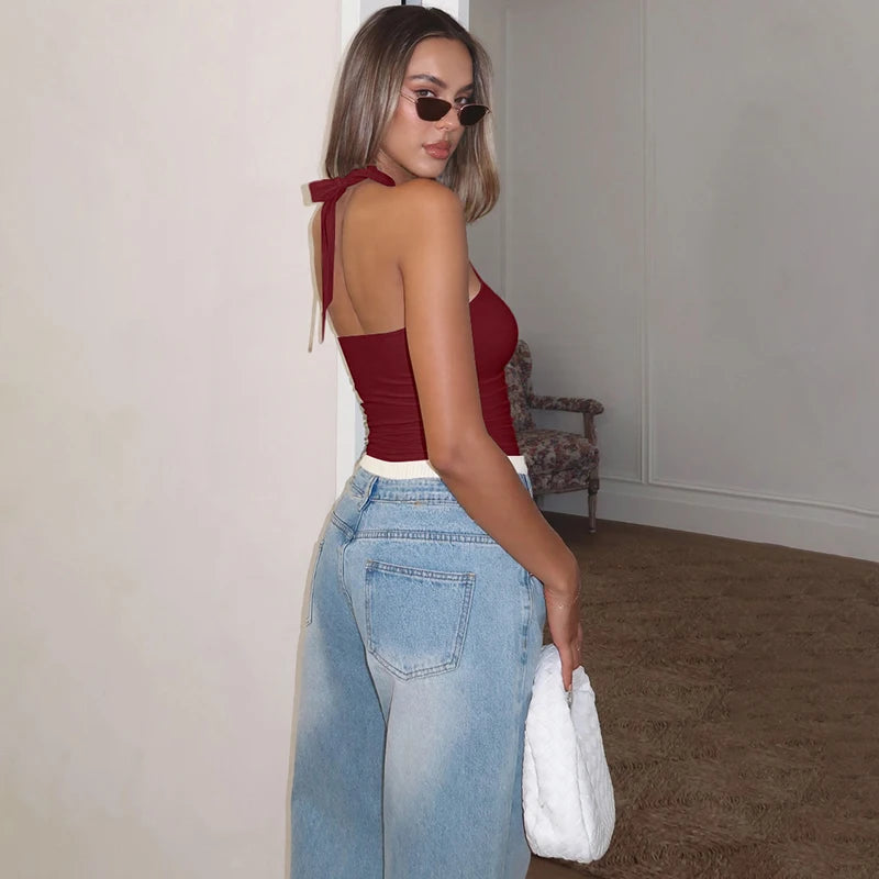 Halter Backless Bandage Crop Top