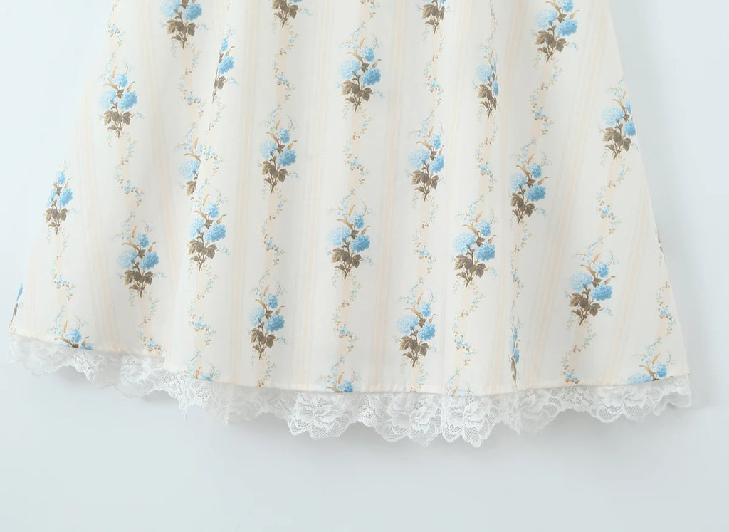 Romantic Apricot Floral Print Bow Ruched Midi Dress With Lace Lining For Women And Elegant Silhouette