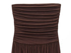 Elegant Strapless Off Shoulder Pleated Maxi Dress With Slim Silhouette