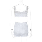 Pleated Shorts Set With Strappy Crop Top