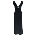 Knit Dress With Backless Hollow Out Lace Up Solid A Line Sleeveless