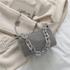 Mini Crossbody Rhinestone Bucket Bag With Glitter Chain Purse
