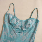 Spaghetti Strap Backless Mini A-line for Woman Satin Flower Green Brunch Dress