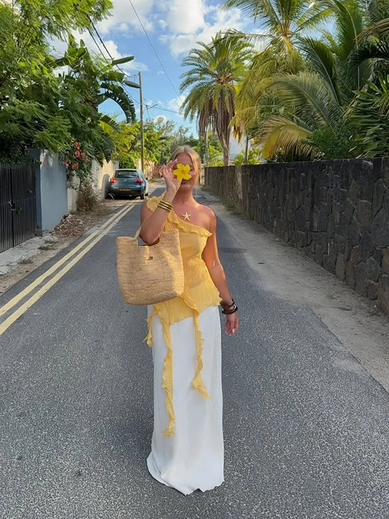 Boho Asymmetric Ruffled One Shoulder Top