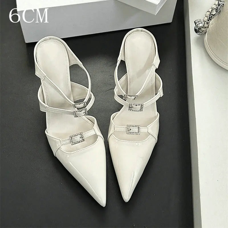 Sparkle Rhinestone Patent Leather Sandal With Thin Strap