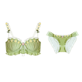 Retro Embroidered Luxurious Silk Satin Underwear Lace Sexy Top & Bra Set