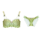 Retro Embroidered Luxurious Silk Satin Underwear Lace Sexy Top & Bra Set