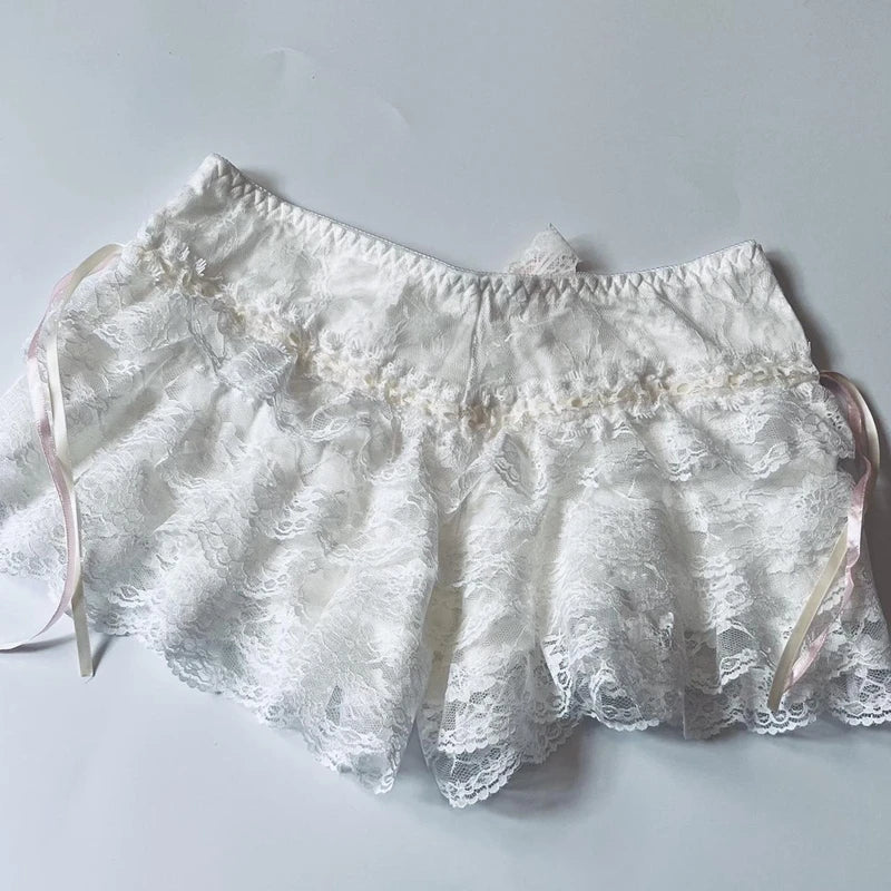 Fairycore Lace Trim Multilayer Shorts Kawaii