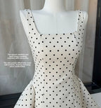 Polka Dot Gingham Mini Dress With Square Collar