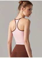 Colorful Yoga Vest With Fixed Chest Pads Women Gym Sleeveless Tank Top For Fitness And Running