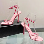 Open Toe Luxury Heels With Buckle Straps