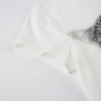 Animal Print Crop Top In White Slim Fit Crewneck Tee For Casual Vintage Vibe Everyday Chic