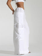 Streetwear Vibe Wide Leg Cargo Pants With Pockets And Drawstring Waist For Women