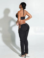 Midnight Halter Camisole Set With Shirred Pants