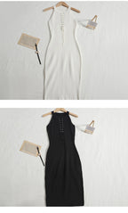 Knit Bandage Mini Dress For Women Sleeveless O-Neck Bodycon