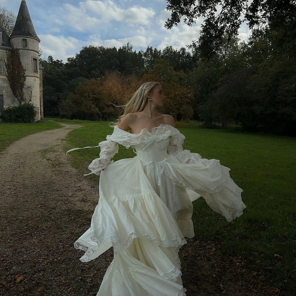 One Shoulder White Dress With Floor Length A Line Silhouette