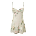 Women Vintage Floral Print Knit High Stretch Sling Mini Dress