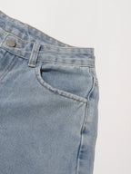 Floral Design Sense Casual Denim Trousers For Women High Waist Spliced Button  Loose Wide Leg Pants