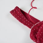 Polka Dot A Line Mini Dress With Ruched Strapless Backless Silhouette