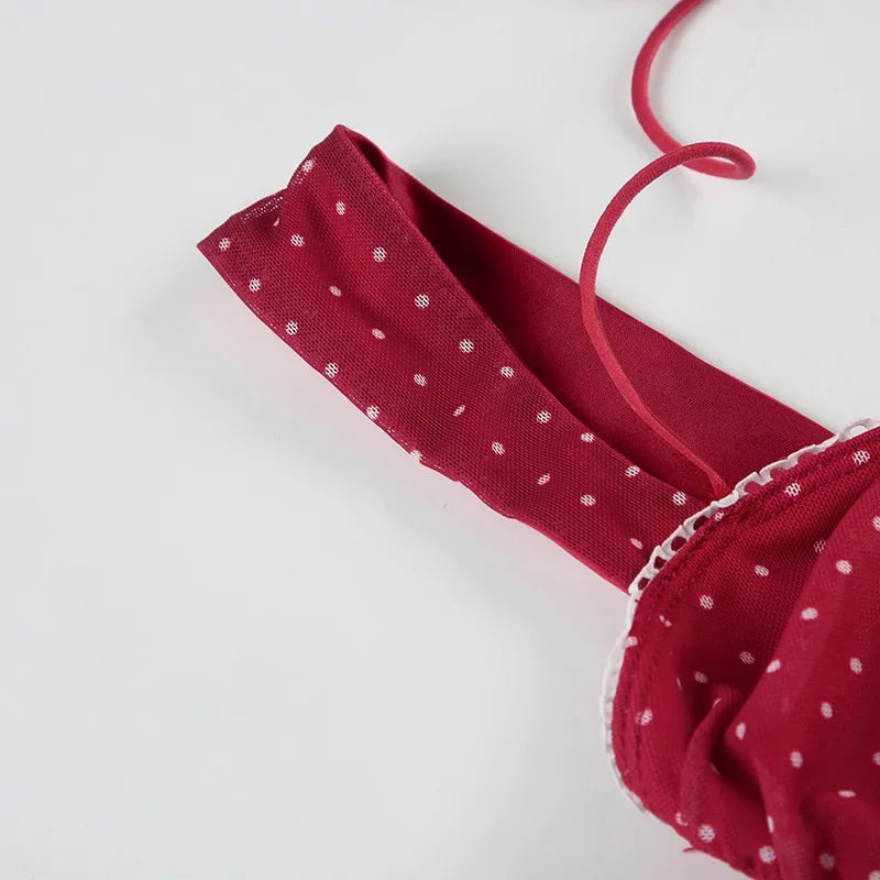 Polka Dot A Line Mini Dress With Ruched Strapless Backless Silhouette
