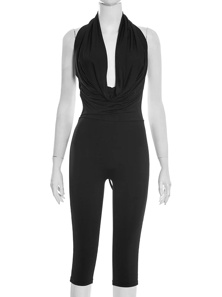 Swing Collar Playsuit Backless Halter Sleeveless Bandage
