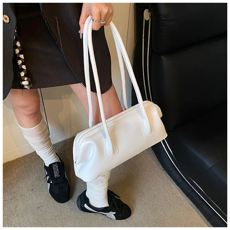 Underarm Bag Solid Color PU Shoulder Handbag