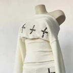 Gothic Punk Streetwear Two Piece Set With Rivet Details For Women Vintage Rock Inspired Outfit