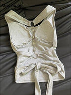 Y2K Halter Neck Backless Crop Tank Top