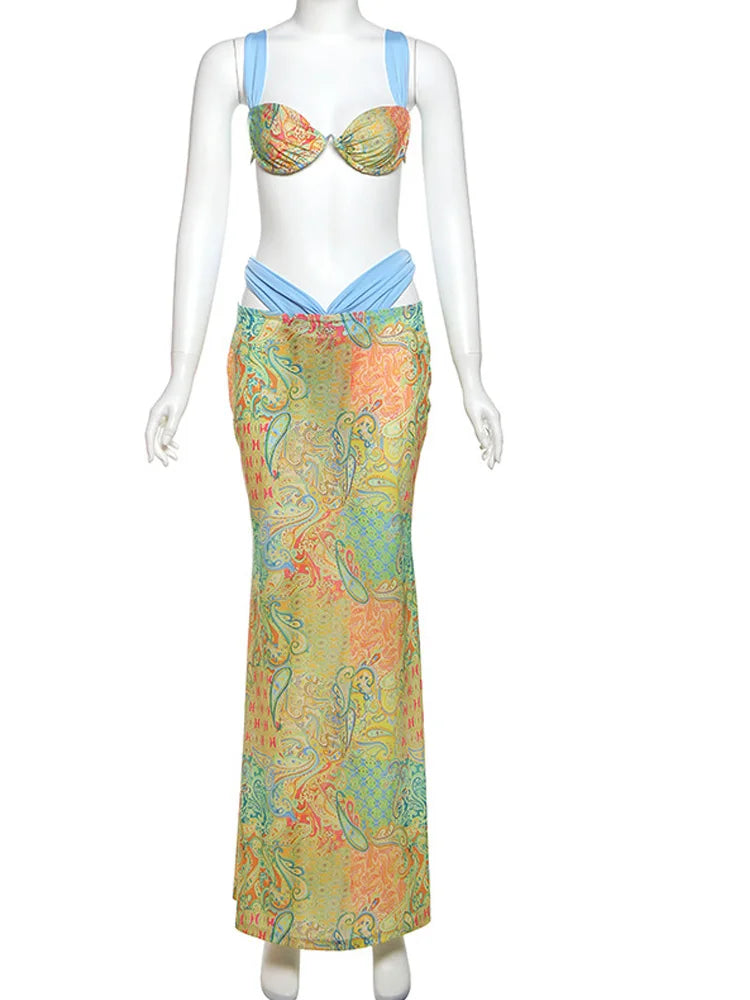 Goddess Skirt Set With Crop Top