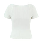 O Neck Slim White Cotton Tee For Women Short Sleeve