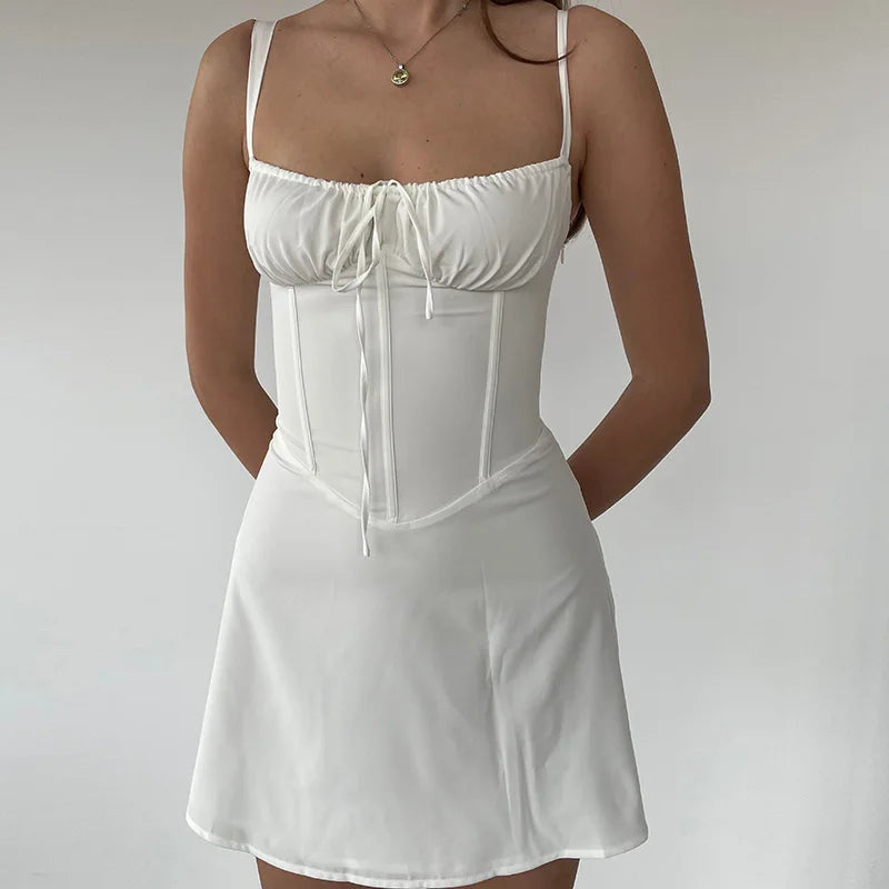 Vintage Corset Mini Dress With Backless Bandage Aline Spaghetti Straps