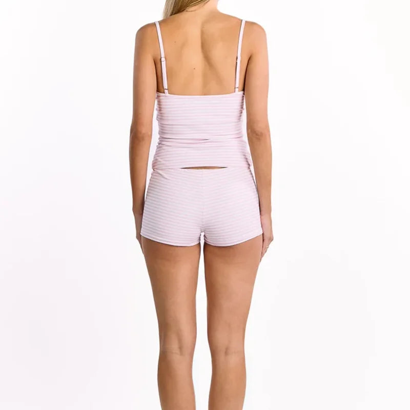 Stripe Cami Top and Shorts Sleep Set for Women Lightweight Two-piece Loungewear