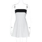 Block Strapless Patchwork Mini Dress