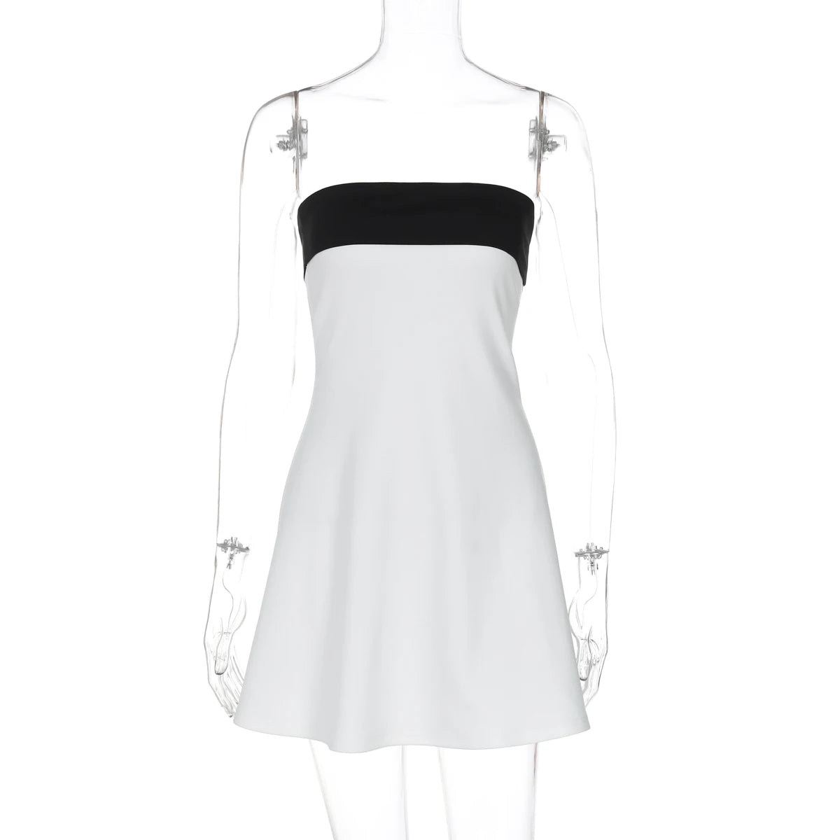 Block Strapless Patchwork Mini Dress