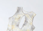 Leopard Print Hollow Out One Piece Romper With Backless Detail Sleeveless O Neck