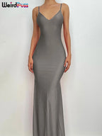 Coquette Backless V-Neck Evening Maxi Dress With Mermaid Silhouette