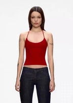 Lace Up Halter Tank And Suspender Long-sleeves Open Back Design For Chic Vibe
