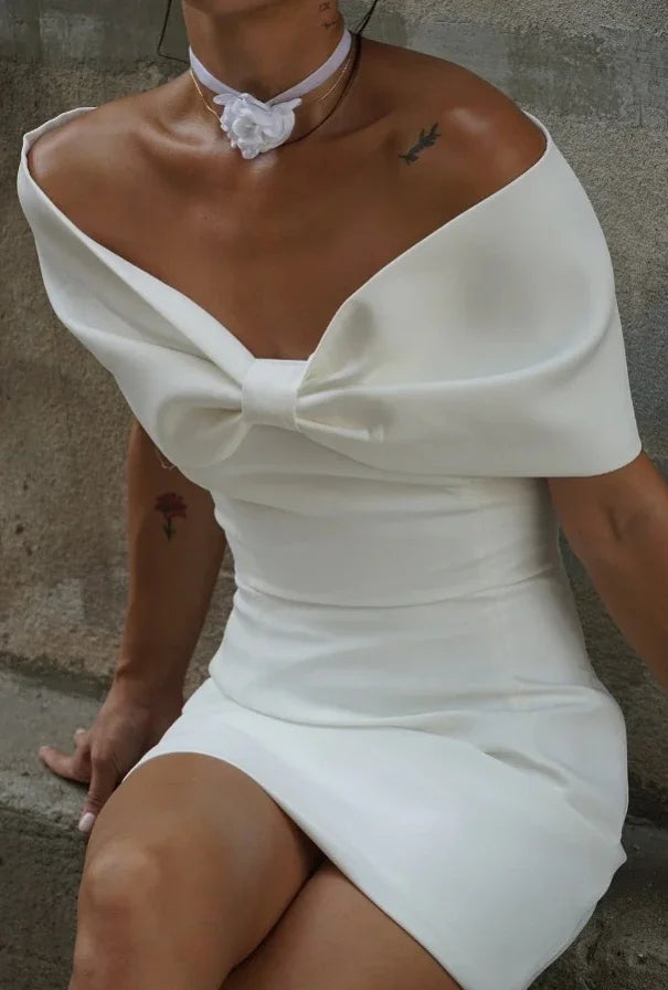 Bow Strapless Mini Backless Bodycon Dress