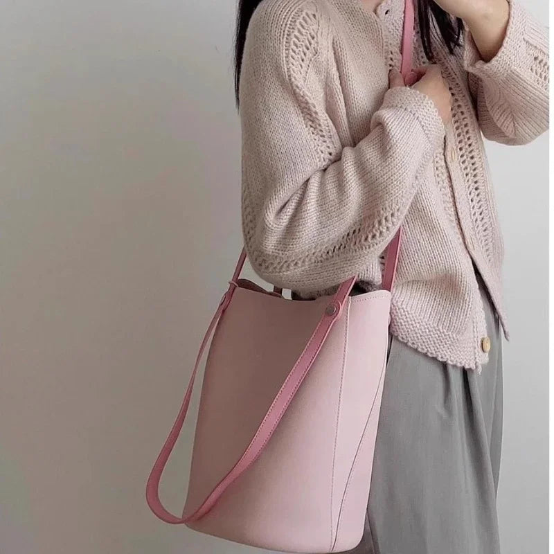 Pink Bucket Bag Crossbody With Generous Interior