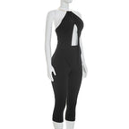 Urban Halter Crop Top And High Waist Capri Set With Metal Ring Detail Two-piece