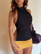 Backless Halter Tank Top Off Shoulder