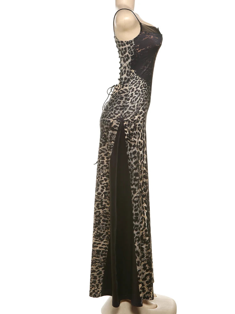 Backless Shirred Mesh Patchwork Dress Sleeveless