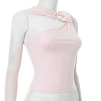 Backless Cropped Tank Top For Summer Women With Metal Ring Detail Sleeveless Vest