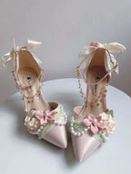 Sweet Lolita Heels With Pointed Toe For Tea Party Wedding Fairy Style High Heel Shoes