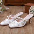 Romantic Bow Detail Square Toe Heels