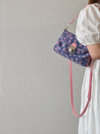 Contrast Color Star Print Crossbody Bag for Women Lightweight Shoulder Purse With Buckle