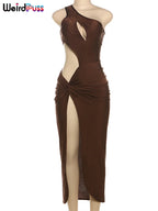 Irregular Knot Dress With Hollow Out Sleeveless High Waist