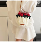 String Bucket Bag For Women Lightweight Crossbody Versatile Hollowout Design